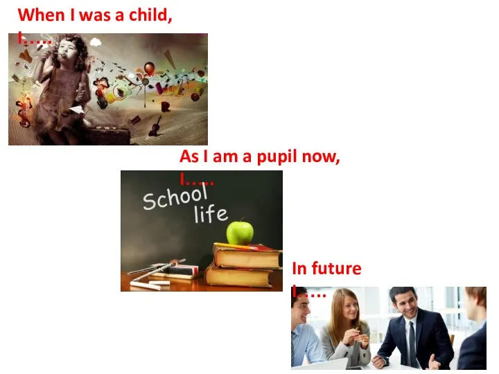 When I was a child, I….. As I am a pupil now, I….. In future I…..