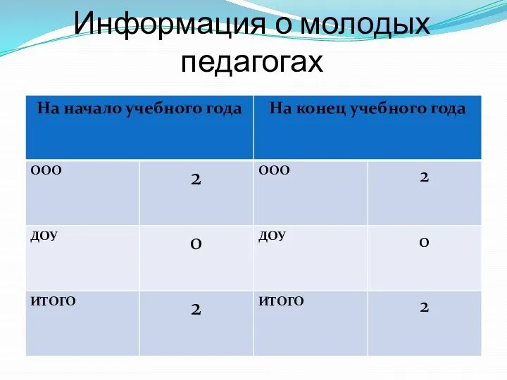 Информация о молодых педагогах