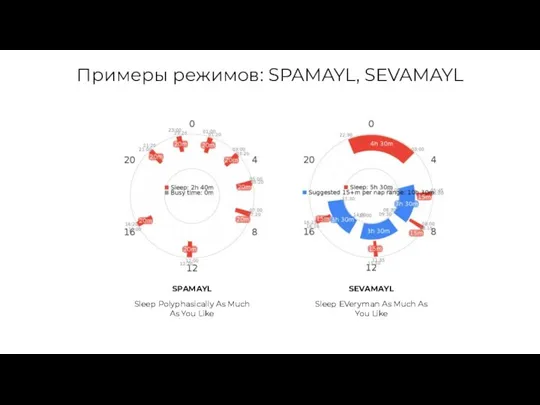 Примеры режимов: SPAMAYL, SEVAMAYL SPAMAYL Sleep Polyphasically As Much As You Like