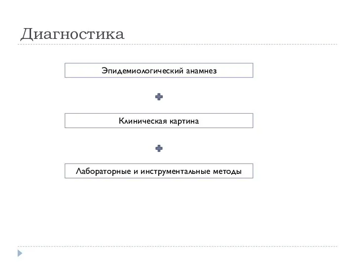 Диагностика Эпидемиологический анамнез Клиническая картина Лабораторные и инструментальные методы