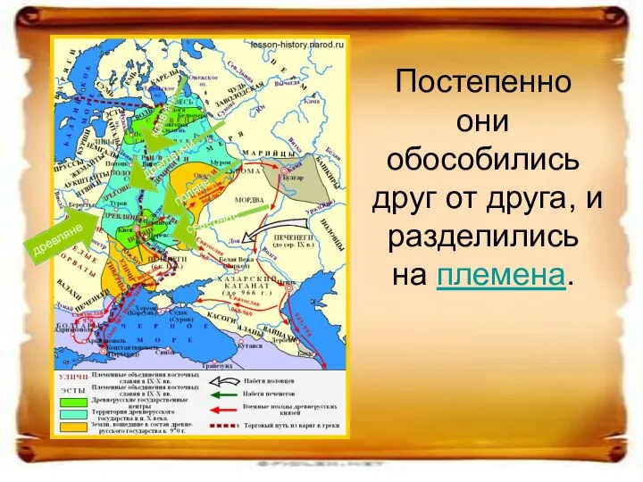 Постепенно они обособились друг от друга, и разделились на племена.