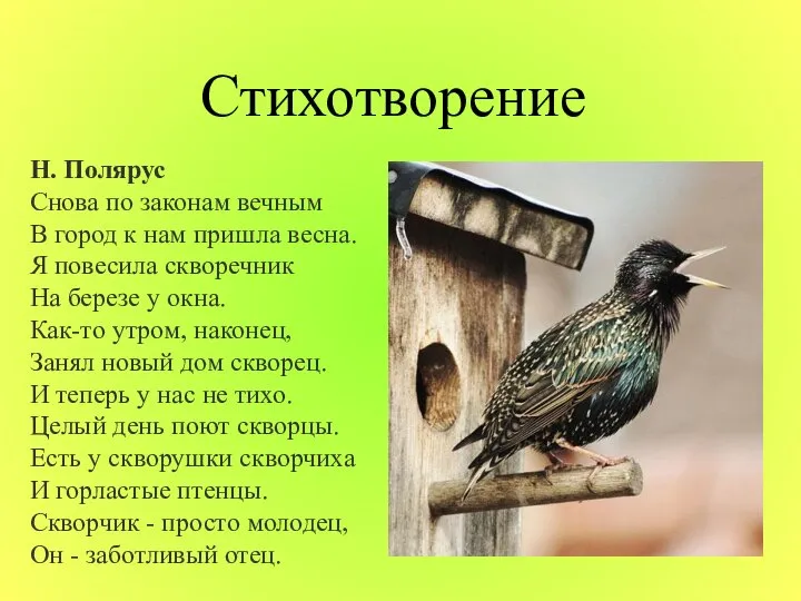 Стихотворение Н. Полярус Снова по законам вечным В город к нам пришла