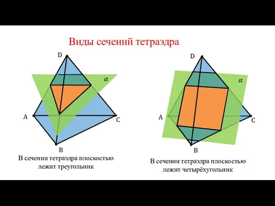 Виды сечений тетраэдра C B A C B A В сечении тетраэдра