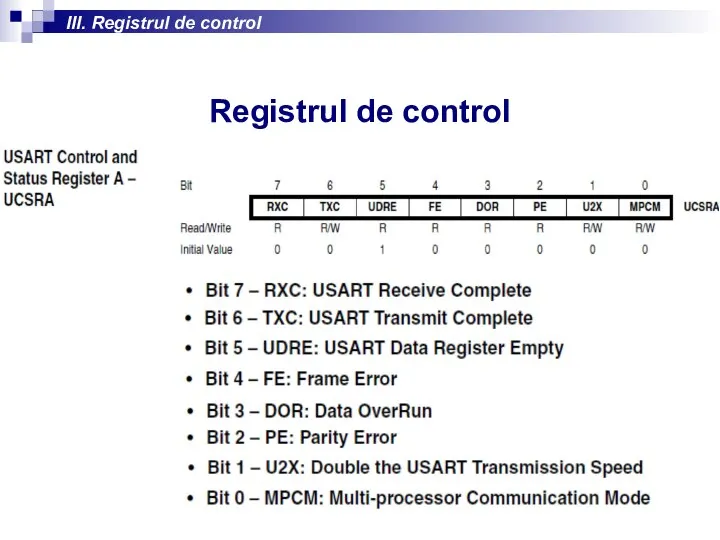 III. Registrul de control Registrul de control