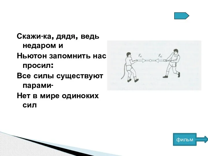 Скажи-ка, дядя, ведь недаром и Ньютон запомнить нас просил: Все силы существуют