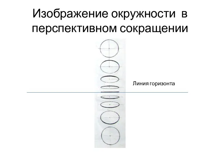 Изображение окружности в перспективном сокращении Линия горизонта