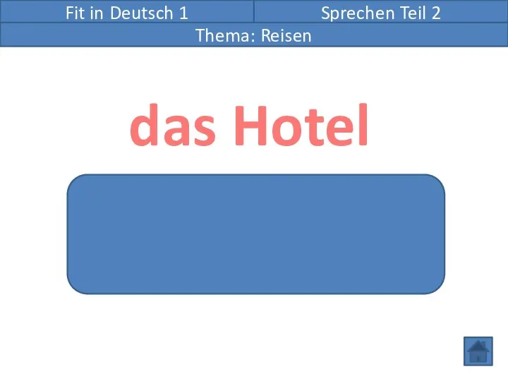 Fit in Deutsch 1 Sprechen Teil 2 das Hotel Mögliche Frage: Haben