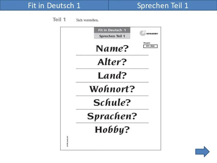 Fit in Deutsch 1 Sprechen Teil 1