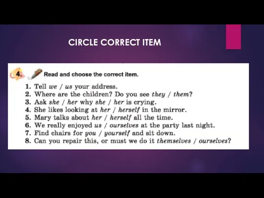 CIRCLE CORRECT ITEM