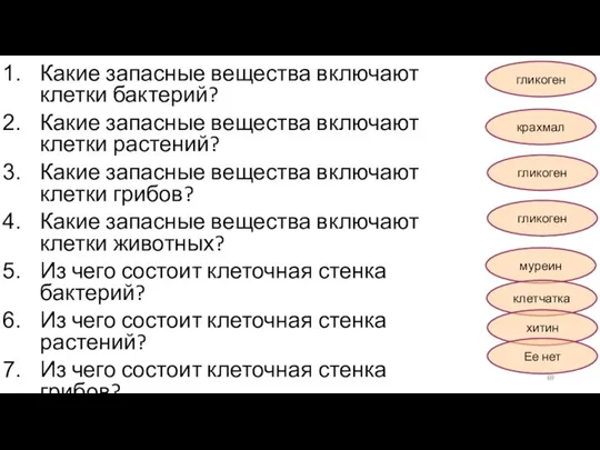 Какие запасные вещества включают клетки бактерий? Какие запасные вещества включают клетки растений?