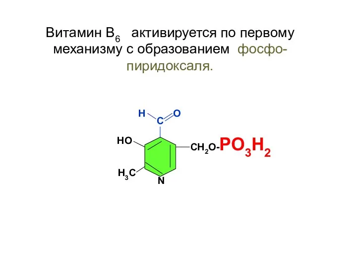 С СН2О-РО3Н2 НО Н3С N Н О Витамин В6 активируется по первому