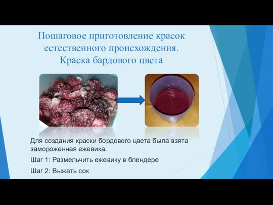 Пошаговое приготовление красок естественного происхождения. Краска бардового цвета Для создания краски бордового