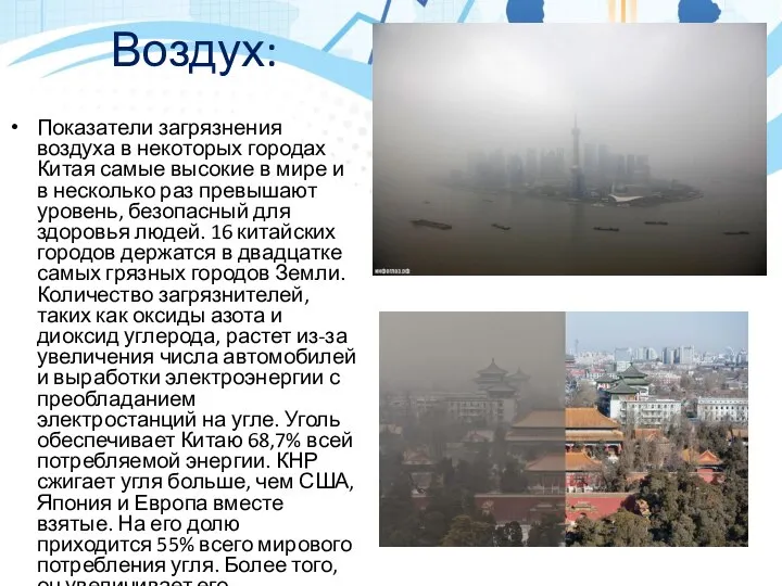 Воздух: Показатели загрязнения воздуха в некоторых городах Китая самые высокие в мире