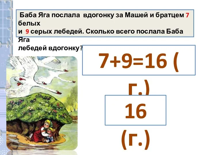 Баба Яга послала вдогонку за Машей и братцем 7 белых и 9