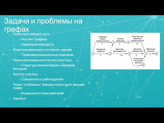 Задачи и проблемы на графах Поиск кратчайшего пути – Роутинг трафика –