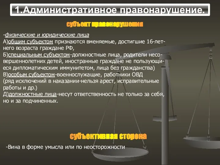 субъект правонарушения -физические и юридические лица А)общим субъектом признаются вменяемые, достигшие 16-лет-