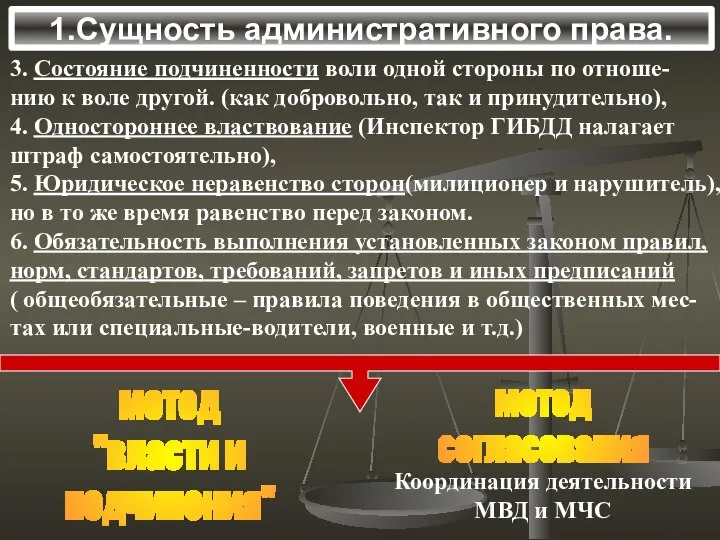 1.Сущность административного права. 3. Состояние подчиненности воли одной стороны по отноше- нию