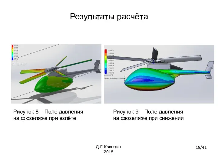 Рисунок 8 – Поле давления на фюзеляже при взлёте Рисунок 9 –