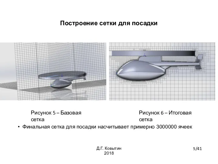 Построение сетки для посадки Финальная сетка для посадки насчитывает примерно 3000000 ячеек