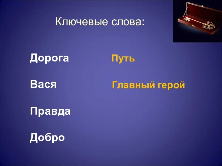 Ключевые слова: Дорога Вася Правда Добро Путь Главный герой