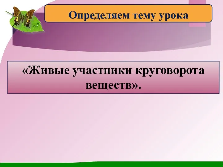 Определяем тему урока «Живые участники круговорота веществ».