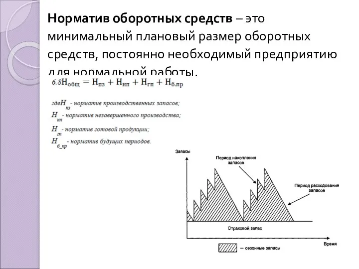 Норматив оборотных средств – это минимальный плановый размер оборотных средств, постоянно необходимый предприятию для нормальной работы.