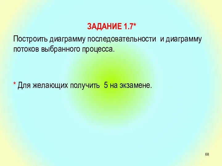 ЗАДАНИЕ 1.7* Построить диаграмму последовательности и диаграмму потоков выбранного процесса. * Для