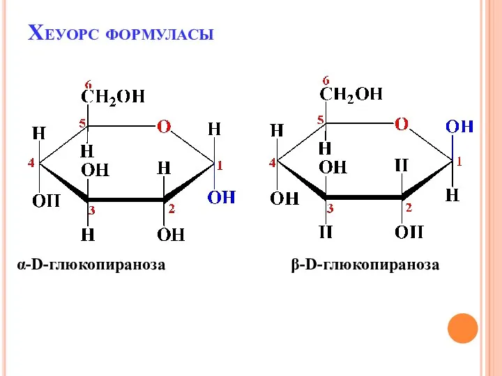 Хеуорс формуласы β-D-глюкопираноза α-D-глюкопираноза