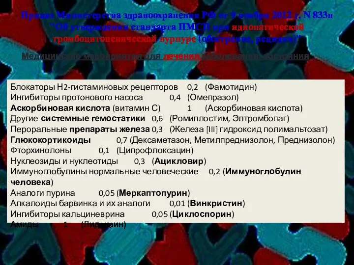 Приказ Министерства здравоохранения РФ от 9 ноября 2012 г. N 833н "Об