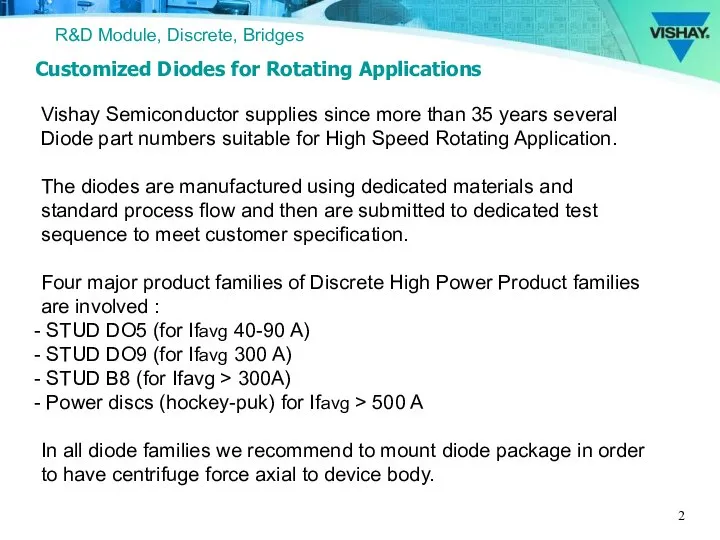 Vishay Semiconductor supplies since more than 35 years several Diode part numbers