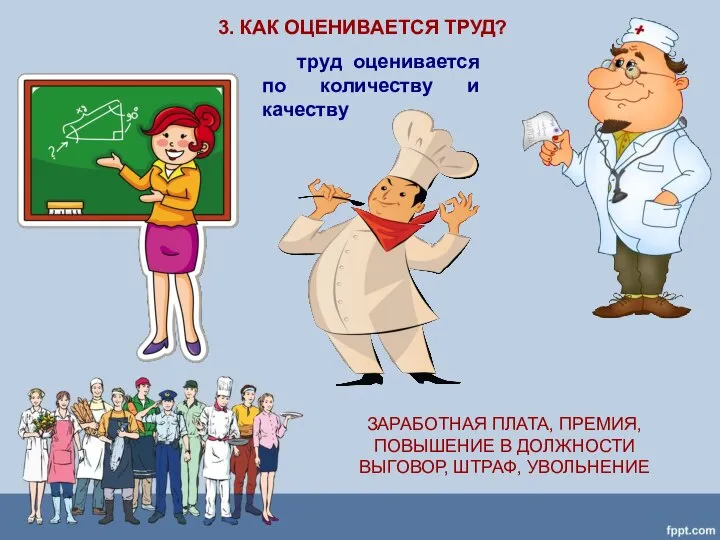 3. КАК ОЦЕНИВАЕТСЯ ТРУД? ЗАРАБОТНАЯ ПЛАТА, ПРЕМИЯ, ПОВЫШЕНИЕ В ДОЛЖНОСТИ ВЫГОВОР, ШТРАФ,