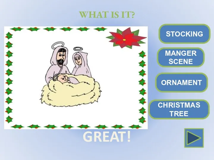 MANGER SCENE ORNAMENT CHRISTMAS TREE STOCKING WHAT IS IT? GREAT!