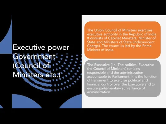 Executive power Government (Council of Ministers etc.)