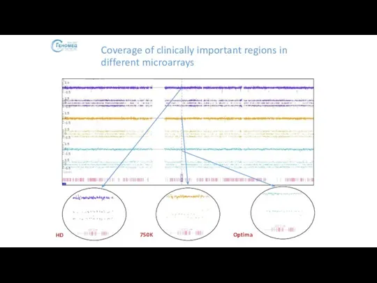 Coverage of clinically important regions in different microarrays HD 750K Optima