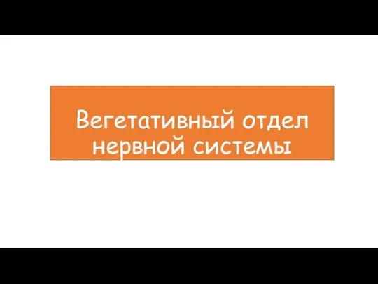 Вегетативный отдел нервной системы