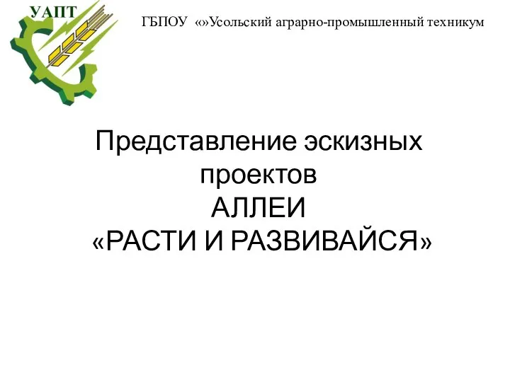 Представление эскизных проектов АЛЛЕИ «РАСТИ И РАЗВИВАЙСЯ» ГБПОУ «»Усольский аграрно-промышленный техникум