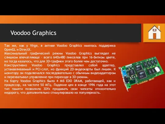 Voodoo Graphics Так же, как у Virge, в активе Voodoo Graphics имелась