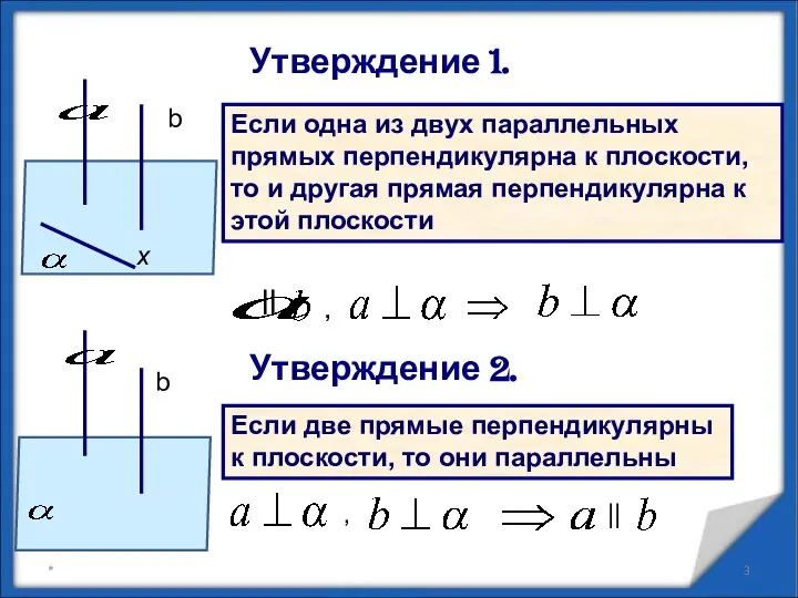 Если одна из двух параллельных прямых перпендикулярна к плоскости, то и другая