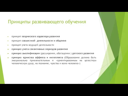 Принципы развивающего обучения принцип творческого характера развития принцип совместной деятельности и общения