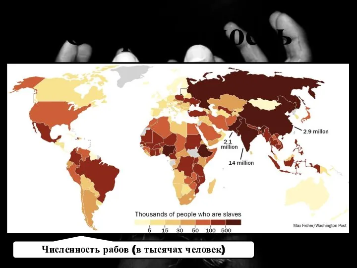 Современность Численность рабов (в тысячах человек)