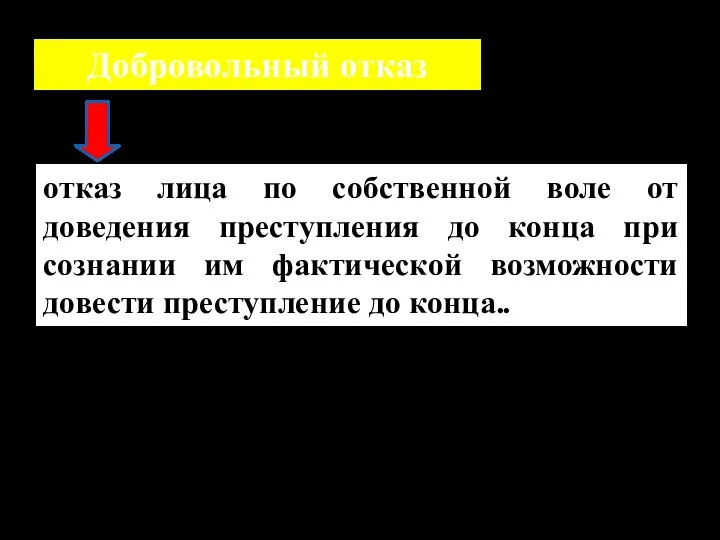 отказ лица по собственной воле от доведения преступления до конца при сознании