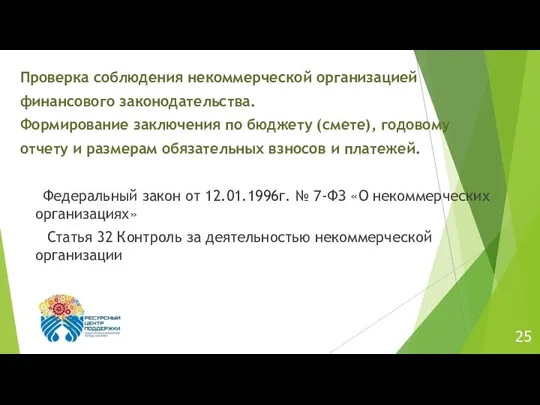 Проверка соблюдения некоммерческой организацией финансового законодательства. Формирование заключения по бюджету (смете), годовому