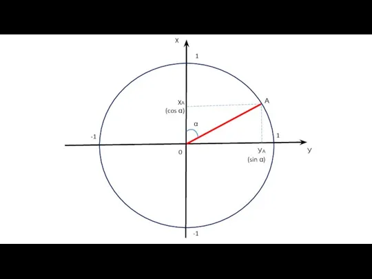 У X α УА (sin α) XА (cos α) 1 1 -1 -1 0 А