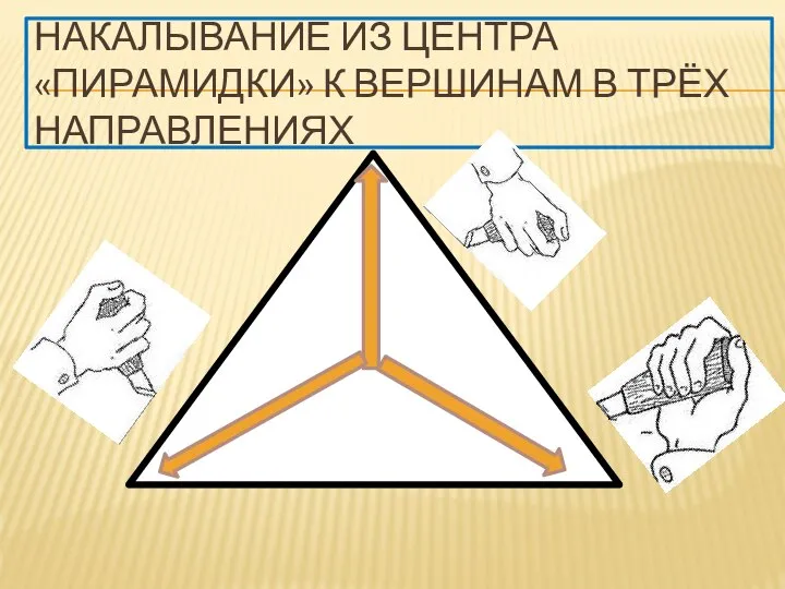 НАКАЛЫВАНИЕ ИЗ ЦЕНТРА «ПИРАМИДКИ» К ВЕРШИНАМ В ТРЁХ НАПРАВЛЕНИЯХ