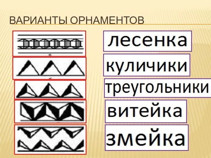 ВАРИАНТЫ ОРНАМЕНТОВ