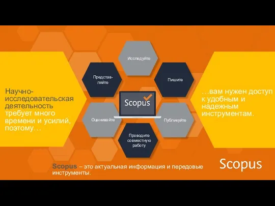 Scopus – это актуальная информация и передовые инструменты. Исследуйте Пишите Публикуйте Проводите совместную работу Оценивайте Представ-ляйте