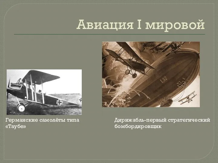 Авиация I мировой Германские самолёты типа «Таубе» Дирижабль-первый стратегический бомбордировщик