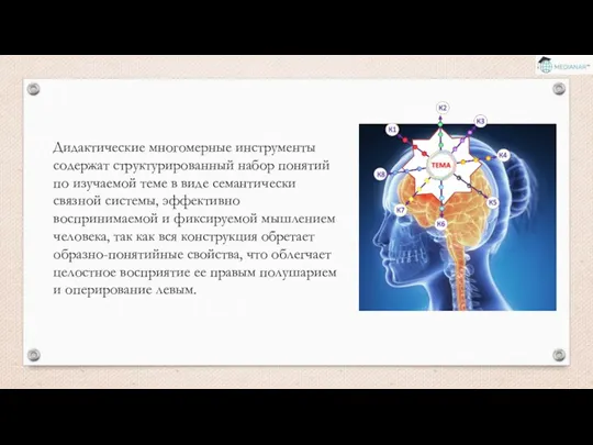 Дидактические многомерные инструменты содержат структурированный набор понятий по изучаемой теме в виде