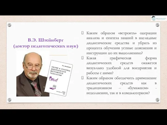 В.Э. Штейнберг (доктор педагогических наук) Каким образом «встроить» операции анализа и синтеза