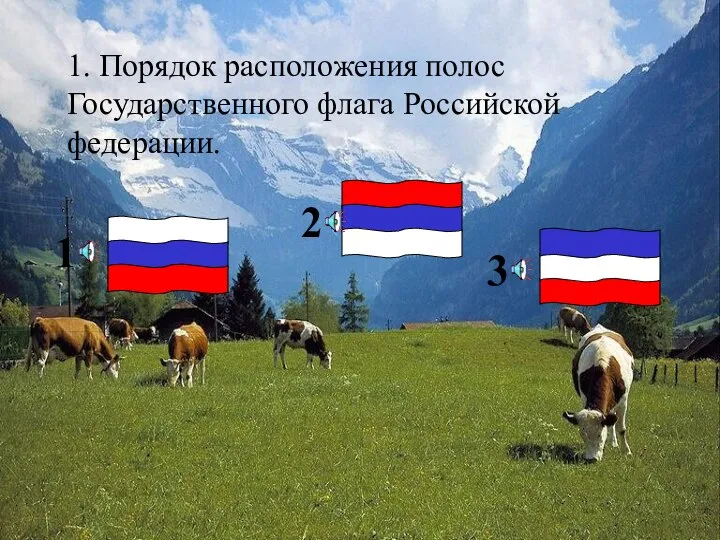 1. Порядок расположения полос Государственного флага Российской федерации. 1 2 3